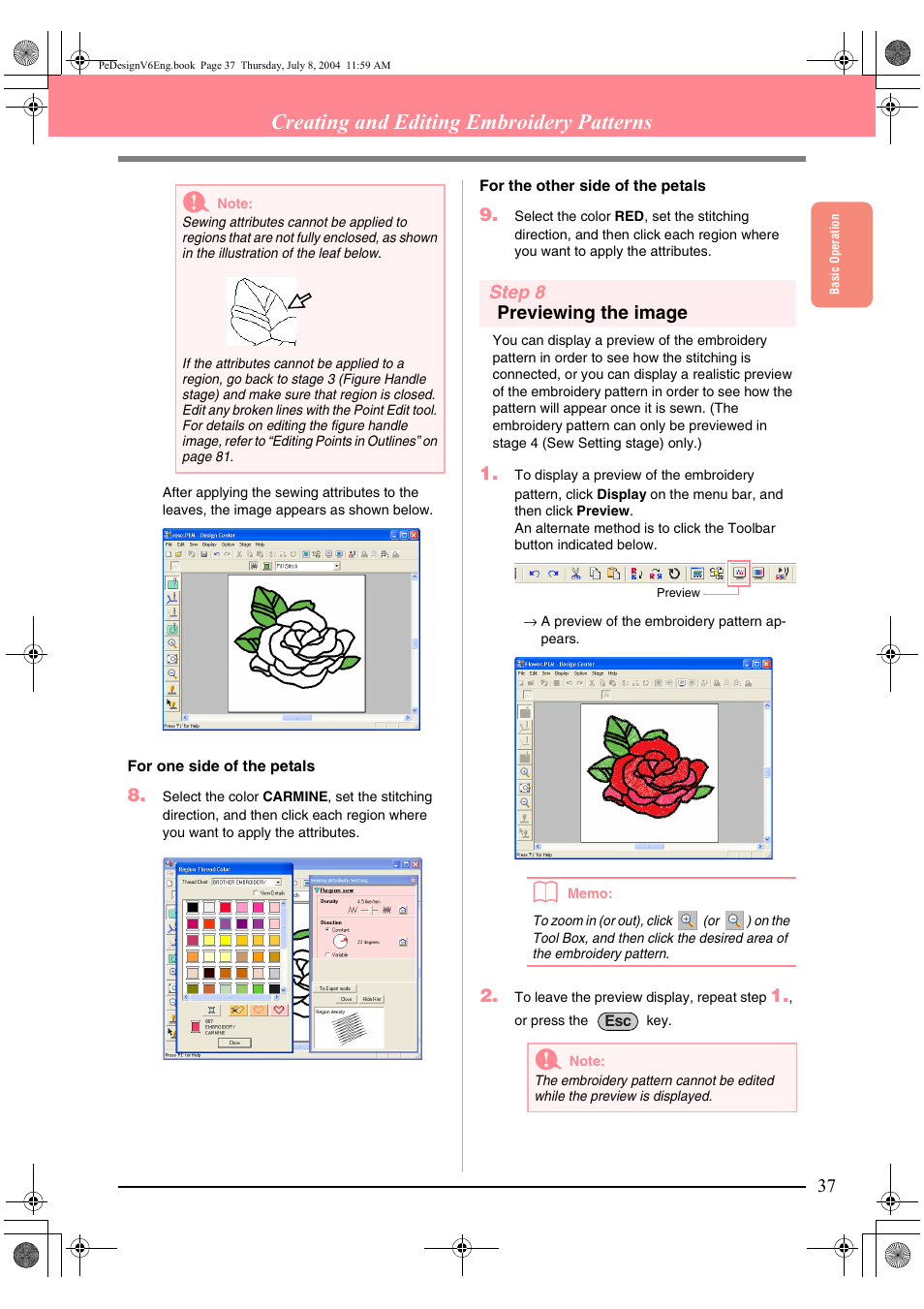 Creating and editing embroidery patterns | Brother PE-DESIGN Ver.6 User Manual | Page 45 / 272