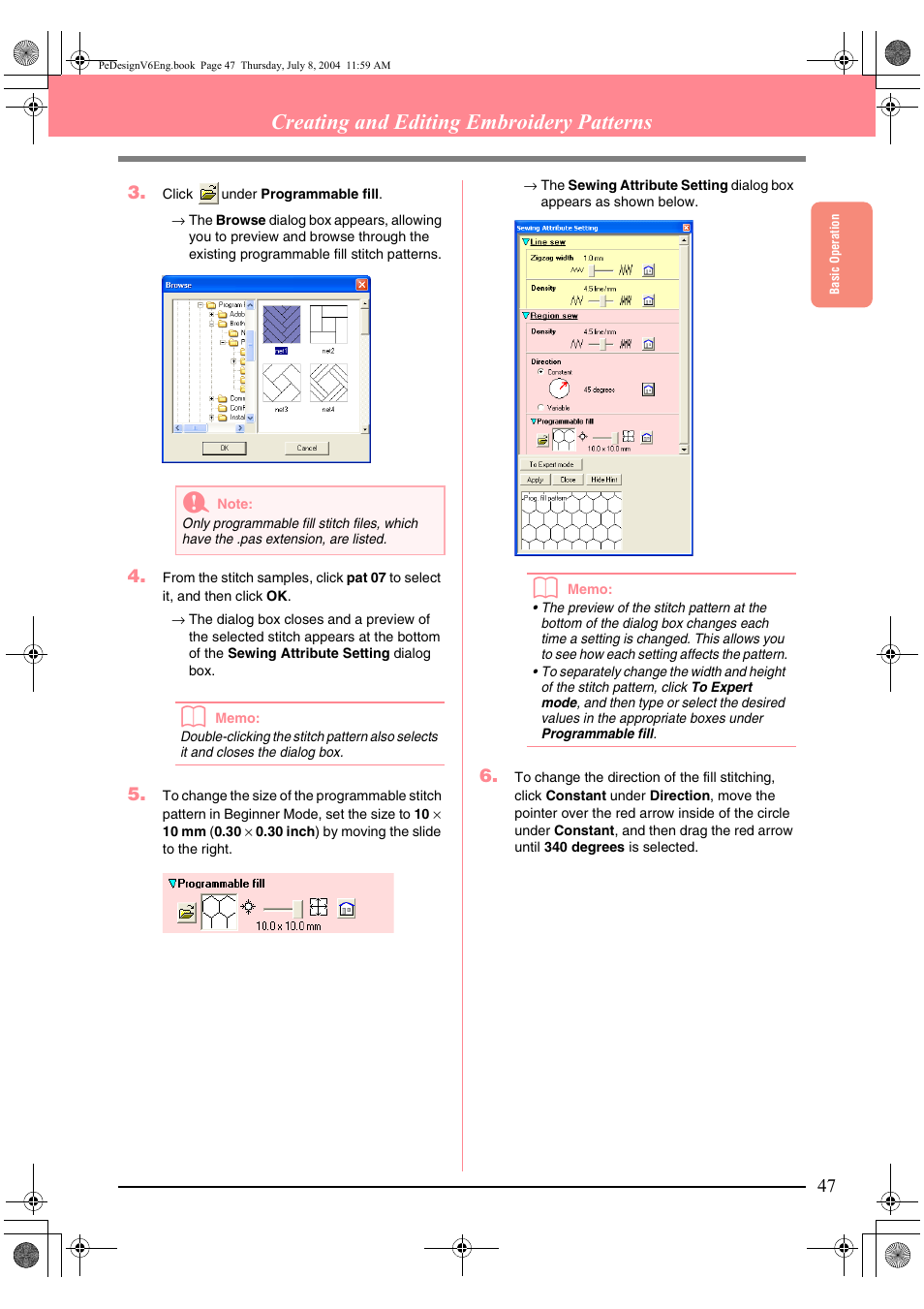 Creating and editing embroidery patterns | Brother PE-DESIGN Ver.6 User Manual | Page 55 / 272