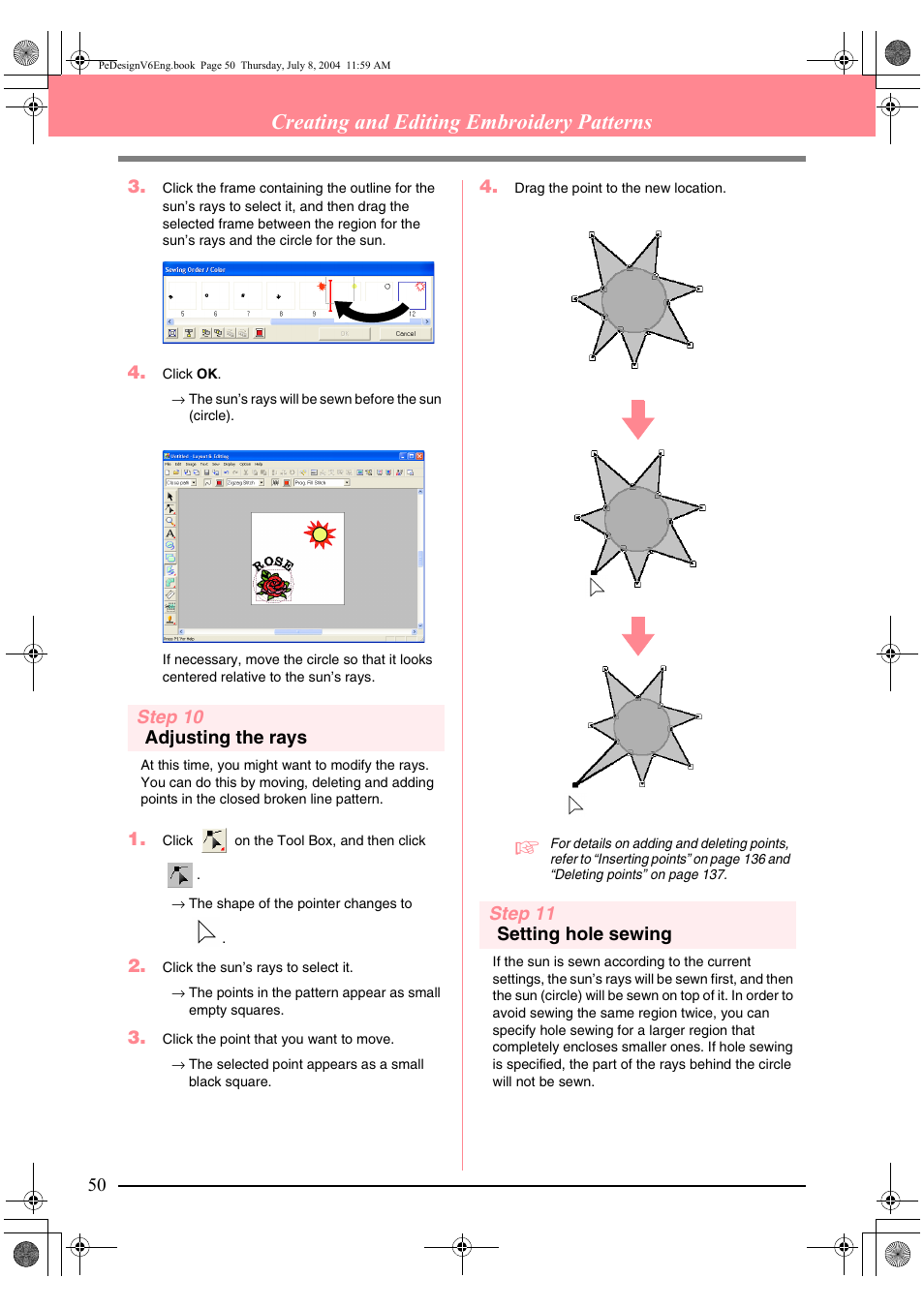 Creating and editing embroidery patterns | Brother PE-DESIGN Ver.6 User Manual | Page 58 / 272