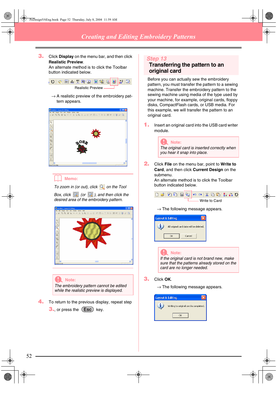 Creating and editing embroidery patterns | Brother PE-DESIGN Ver.6 User Manual | Page 60 / 272
