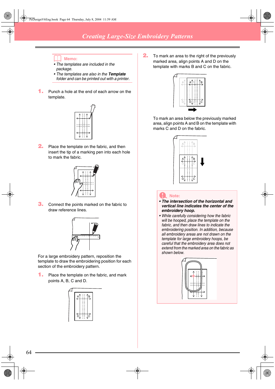 Creating large-size embroidery patterns b | Brother PE-DESIGN Ver.6 User Manual | Page 72 / 272