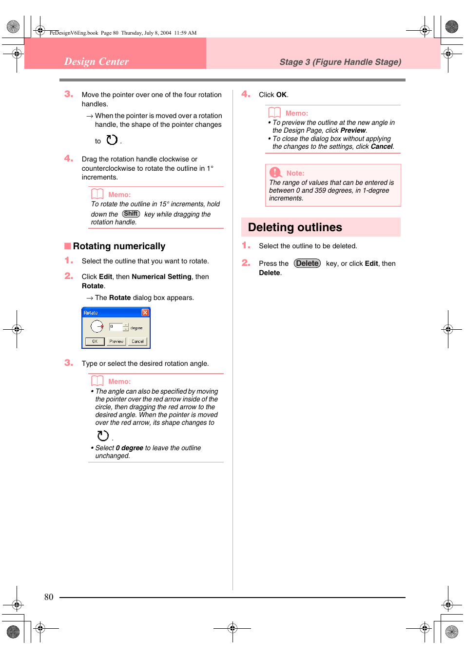 Deleting outlines, Design center | Brother PE-DESIGN Ver.6 User Manual | Page 88 / 272