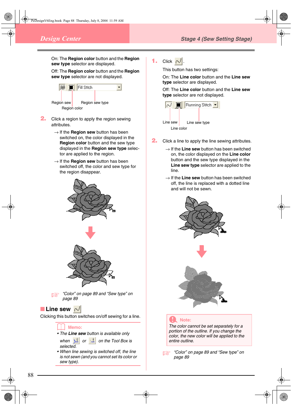 Design center, Line sew | Brother PE-DESIGN Ver.6 User Manual | Page 96 / 272