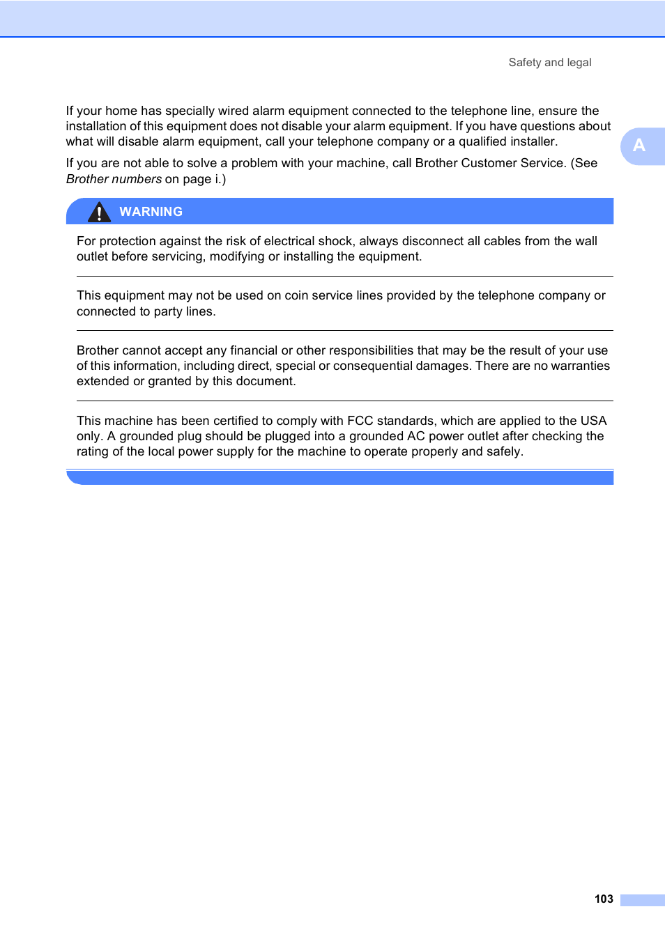 Safety and legal 103 | Brother MFC 9840CDW User Manual | Page 119 / 265