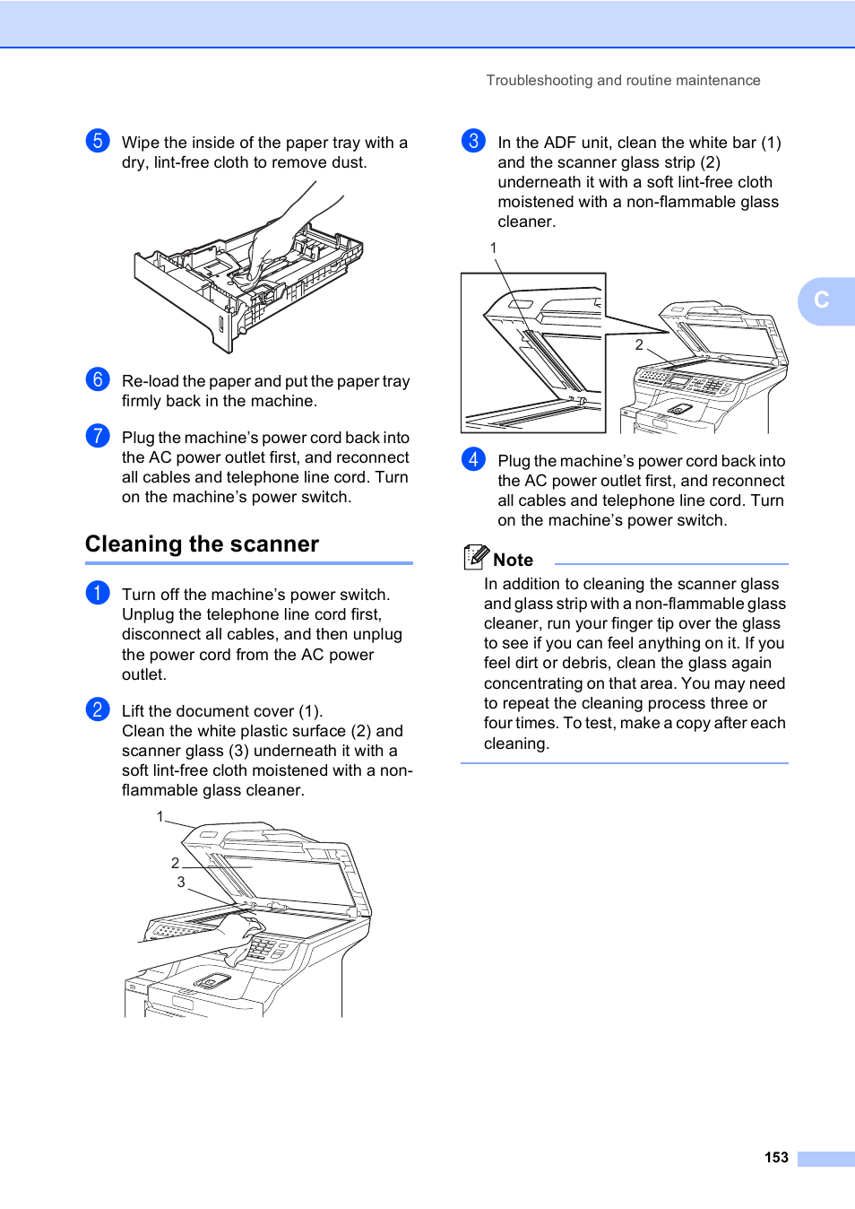 Cleaning the scanner | Brother MFC 9840CDW User Manual | Page 169 / 265