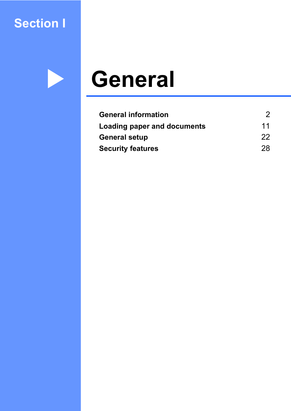 Section i: general, Section i general, General | Brother MFC 9840CDW User Manual | Page 17 / 265