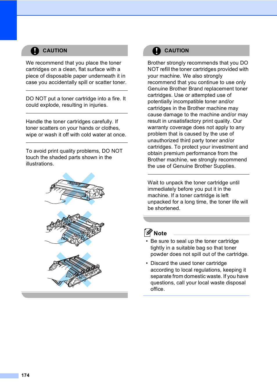 Caution | Brother MFC 9840CDW User Manual | Page 190 / 265