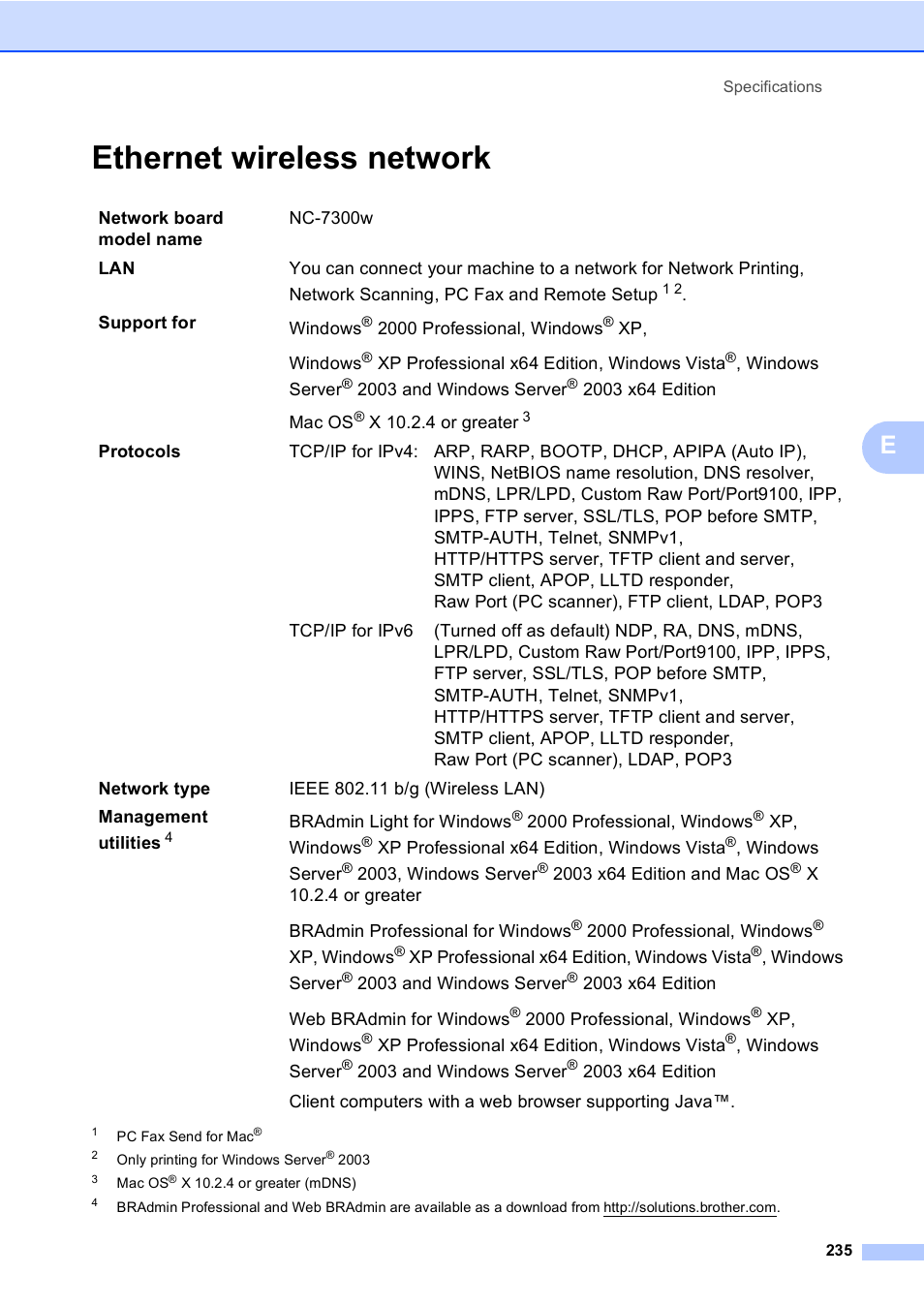 Ethernet wireless network | Brother MFC 9840CDW User Manual | Page 251 / 265