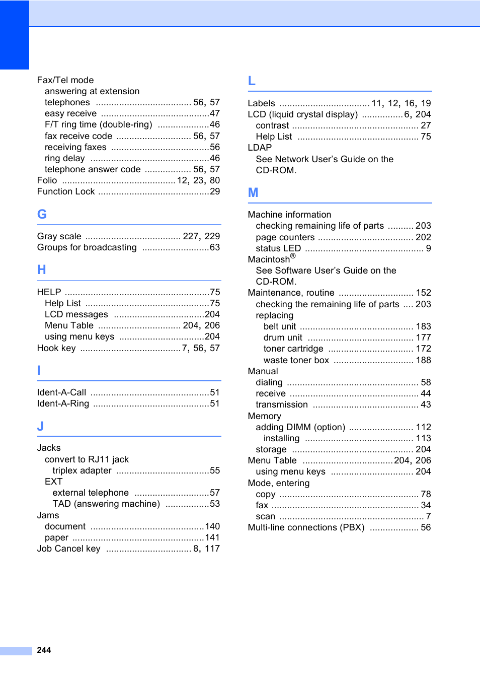 Brother MFC 9840CDW User Manual | Page 260 / 265