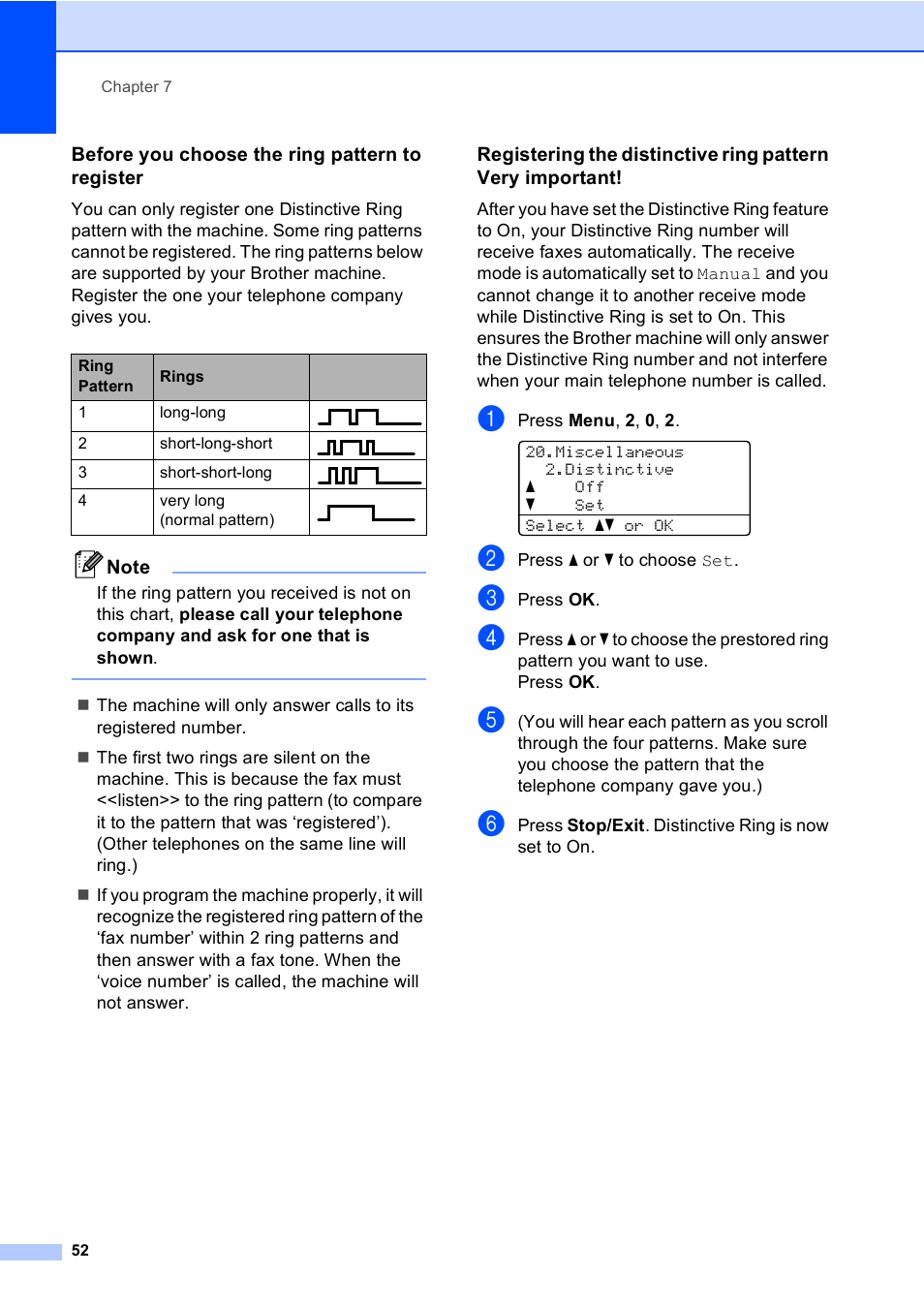 Before you choose the ring pattern to register | Brother MFC 9840CDW User Manual | Page 68 / 265