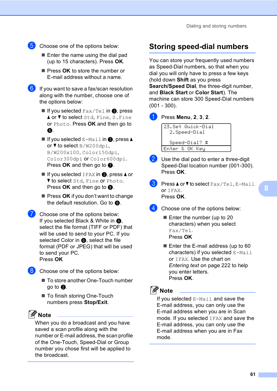 Storing speed-dial numbers | Brother MFC 9840CDW User Manual | Page 77 / 265