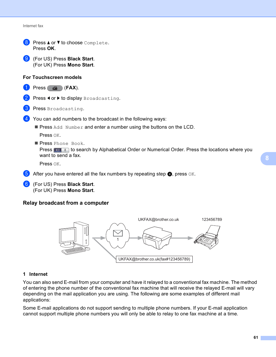 Relay broadcast from a computer | Brother MFC J6510DW User Manual | Page 66 / 81