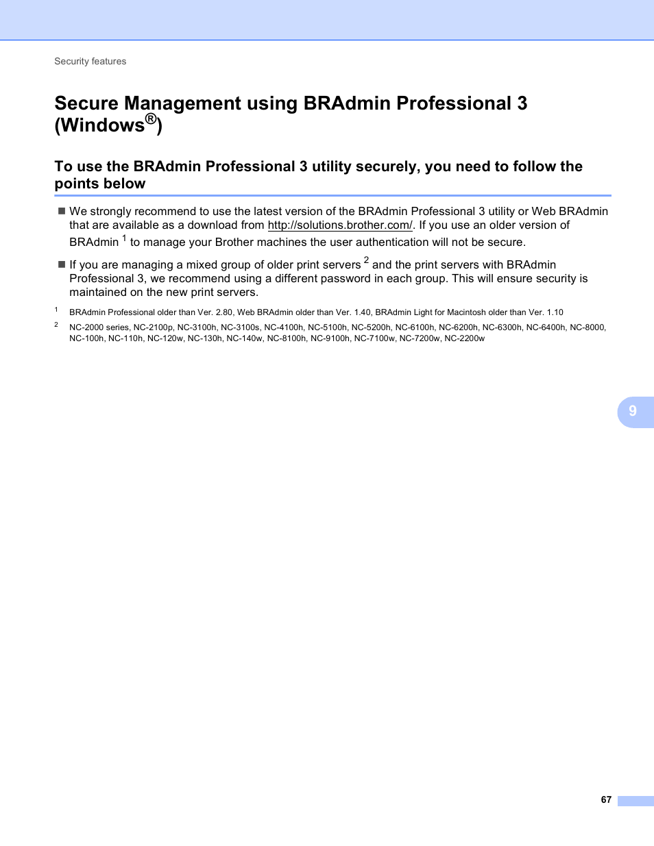 Secure management using, Bradmin professional 3 (windows | Brother MFC J6510DW User Manual | Page 72 / 81