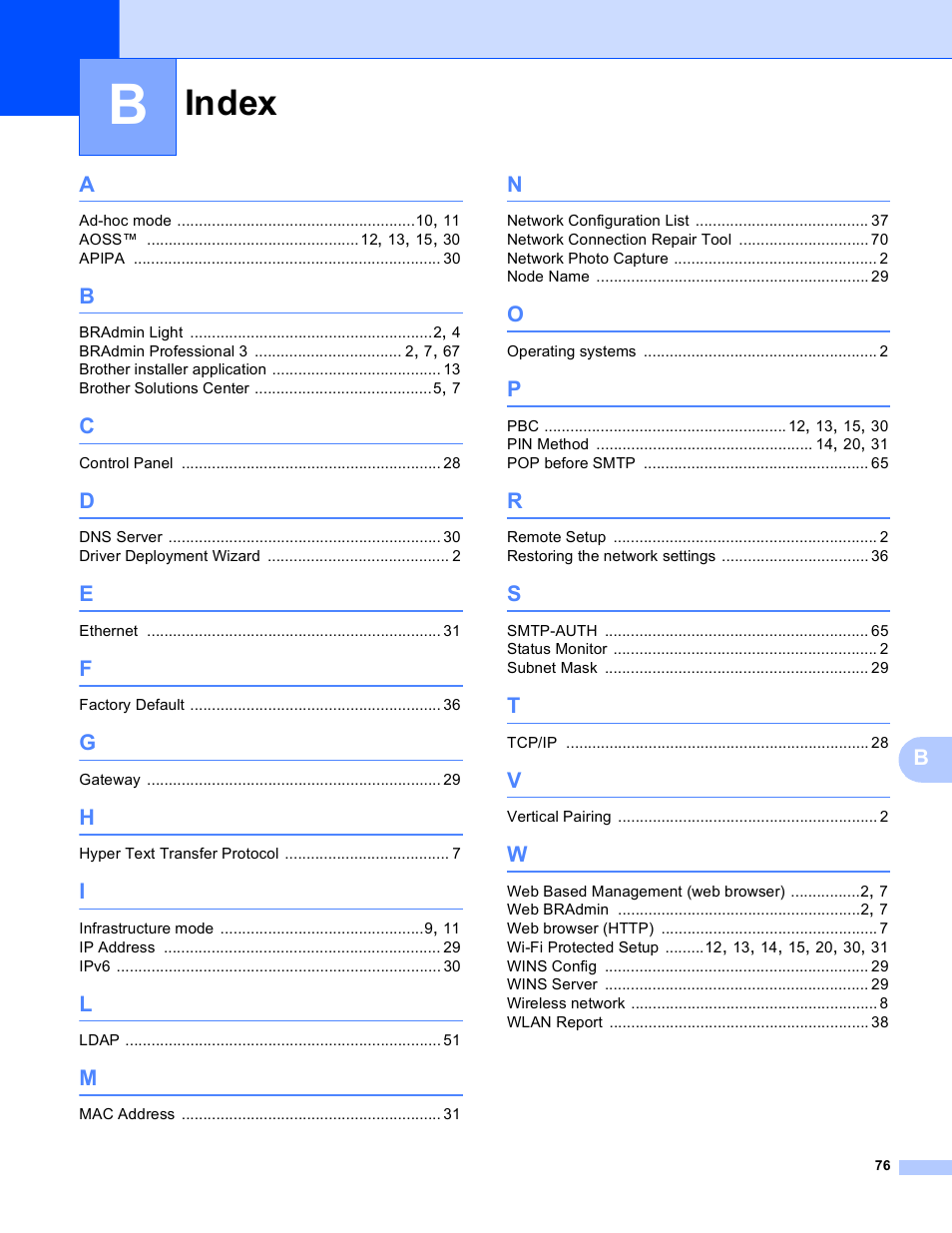 Index | Brother MFC J6510DW User Manual | Page 81 / 81
