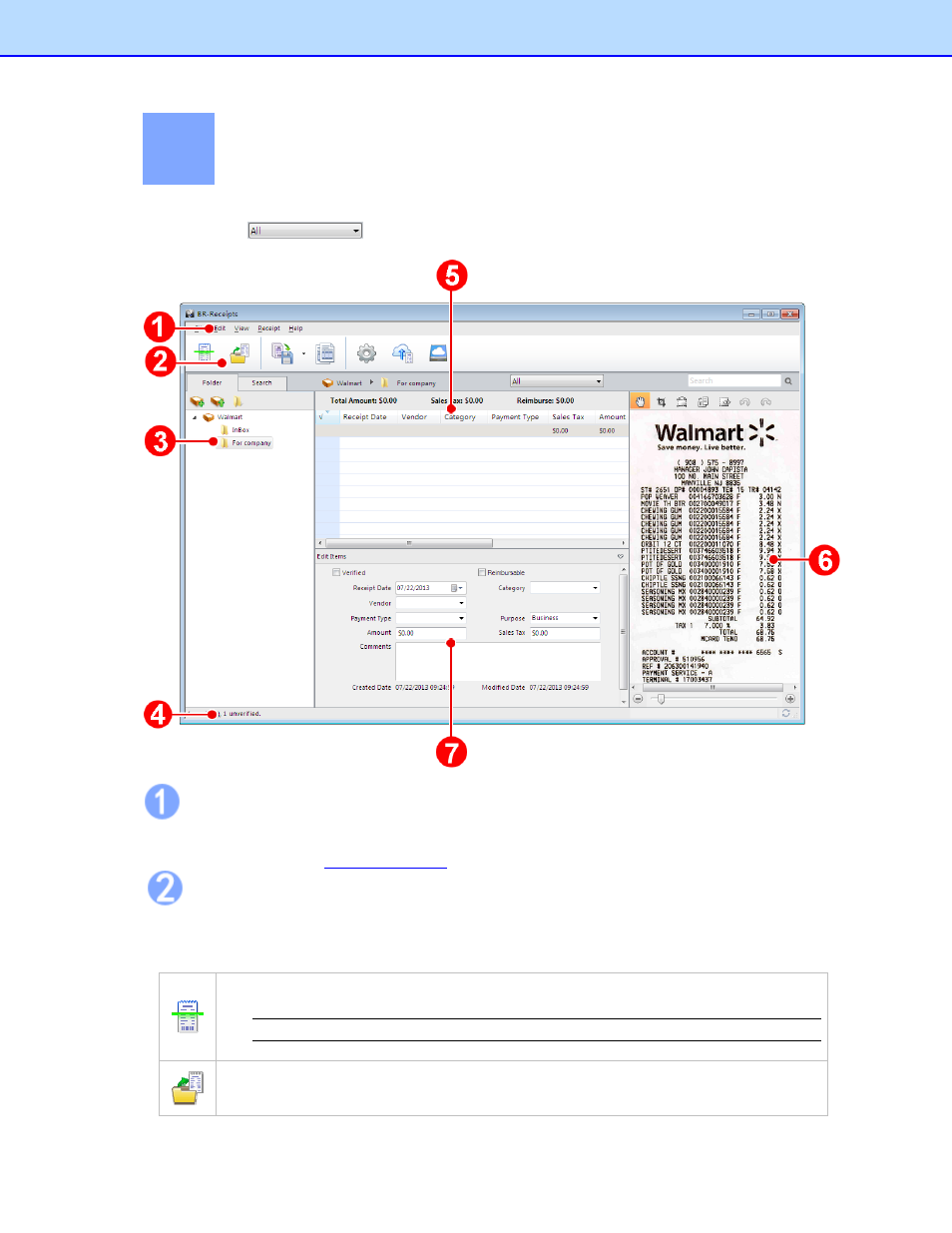 Getting started, Menu bar, Command toolbar | Brother BR-Receipts User Manual | Page 9 / 32