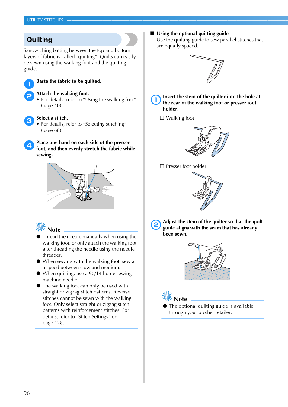Quilting | Brother SB3129 User Manual | Page 102 / 156