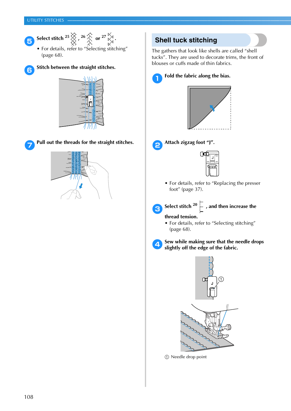 Shell tuck stitching | Brother SB3129 User Manual | Page 114 / 156