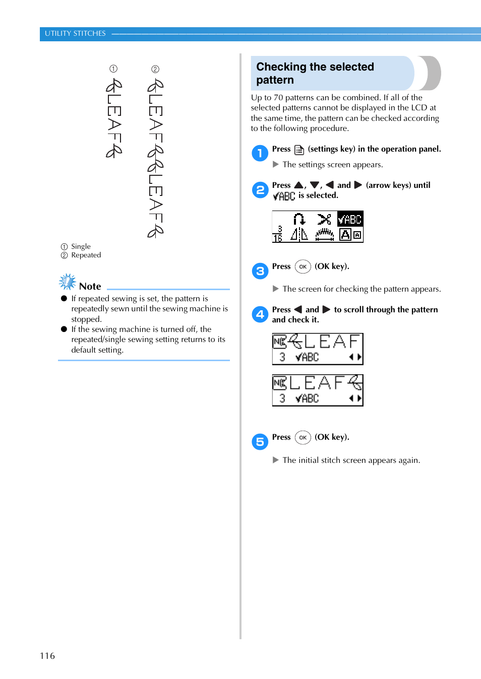 Checking the selected pattern | Brother SB3129 User Manual | Page 122 / 156