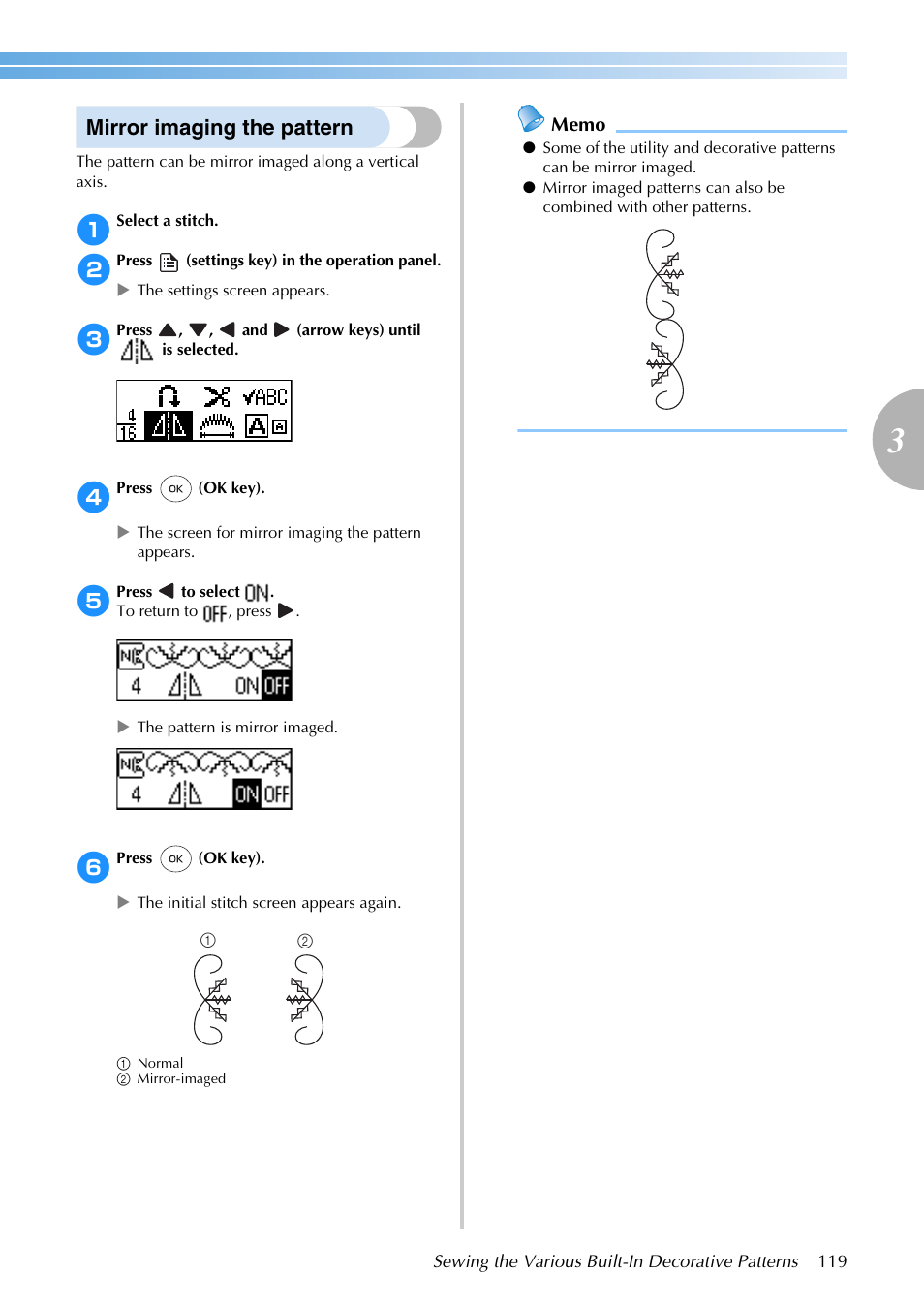 Mirror imaging the pattern | Brother SB3129 User Manual | Page 125 / 156