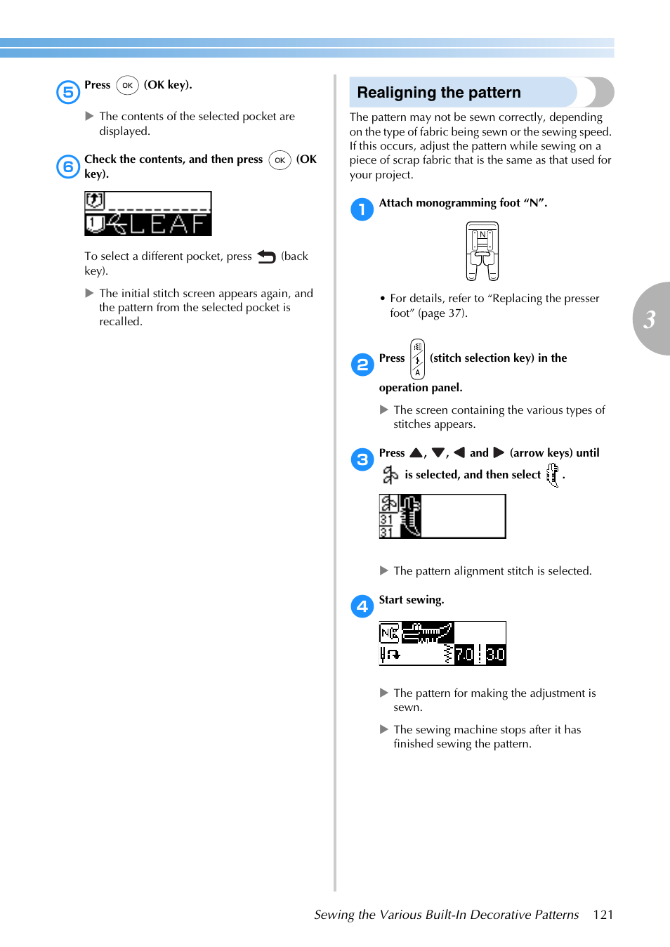 Realigning the pattern | Brother SB3129 User Manual | Page 127 / 156