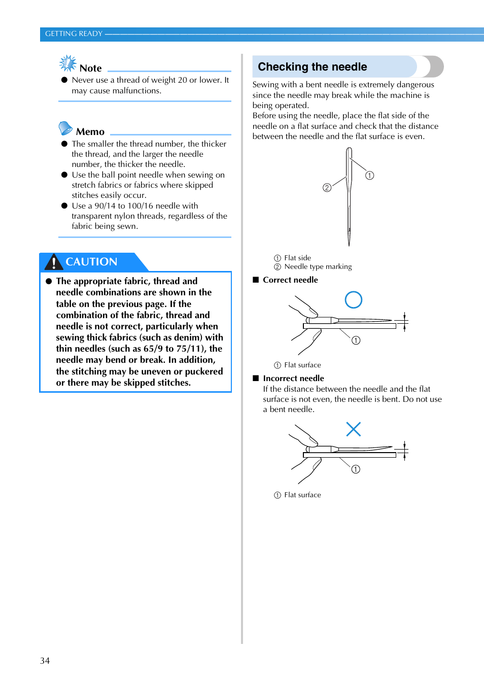 Checking the needle, Caution | Brother SB3129 User Manual | Page 40 / 156