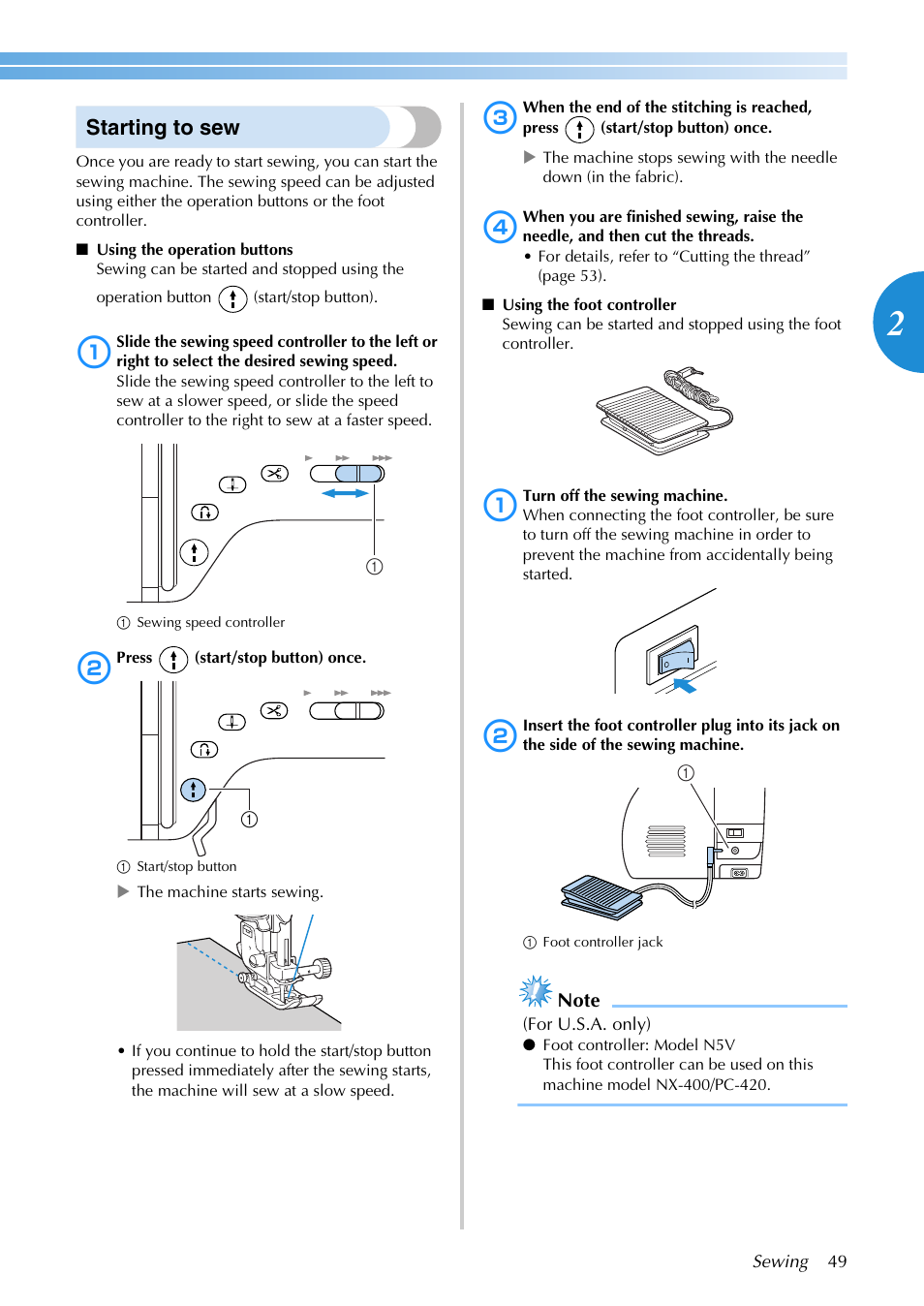 Starting to sew | Brother SB3129 User Manual | Page 55 / 156