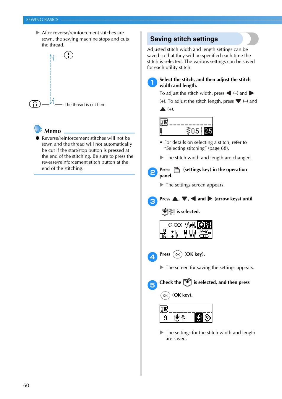 Saving stitch settings | Brother SB3129 User Manual | Page 66 / 156