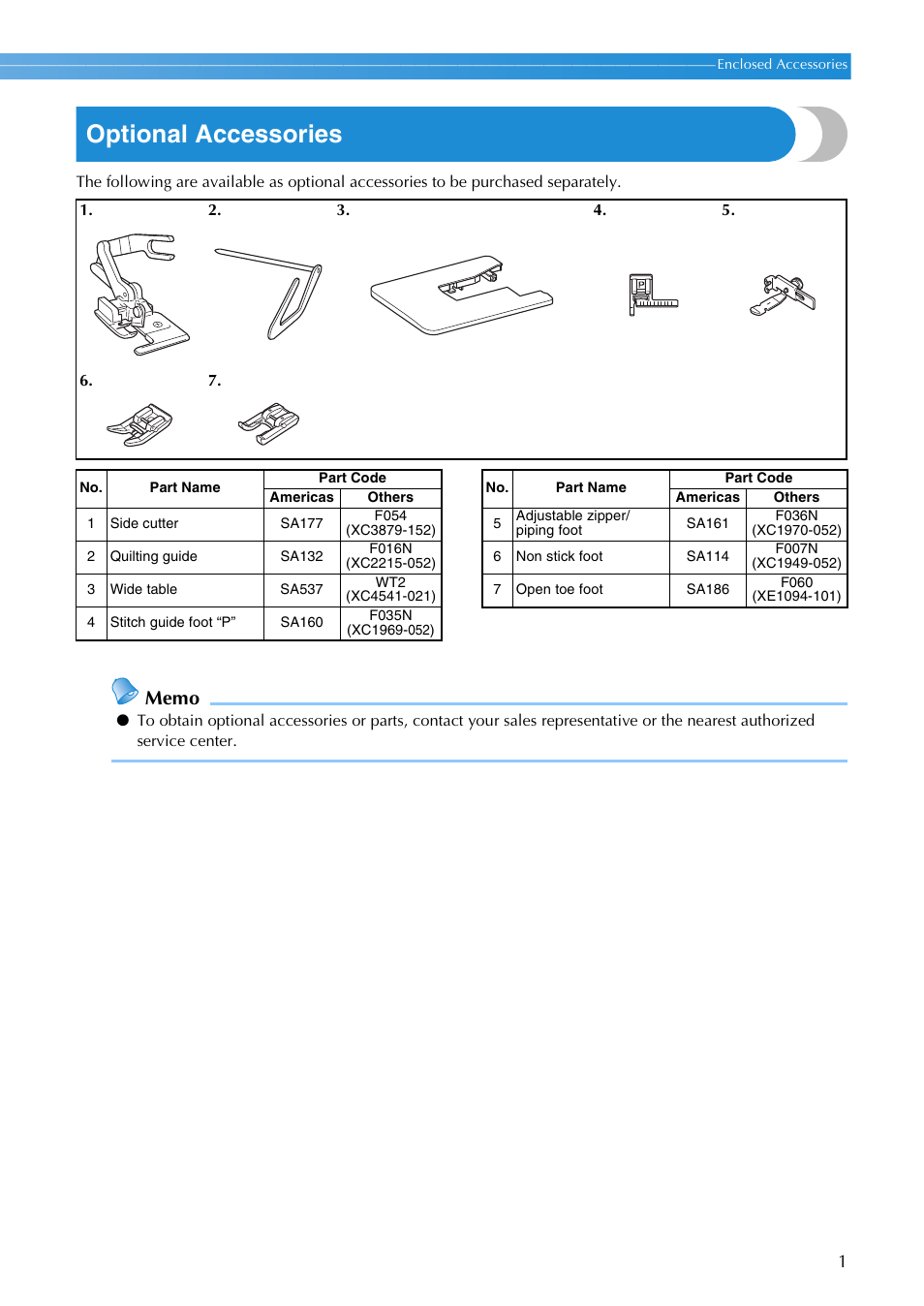 Optional accessories | Brother SB3129 User Manual | Page 7 / 156