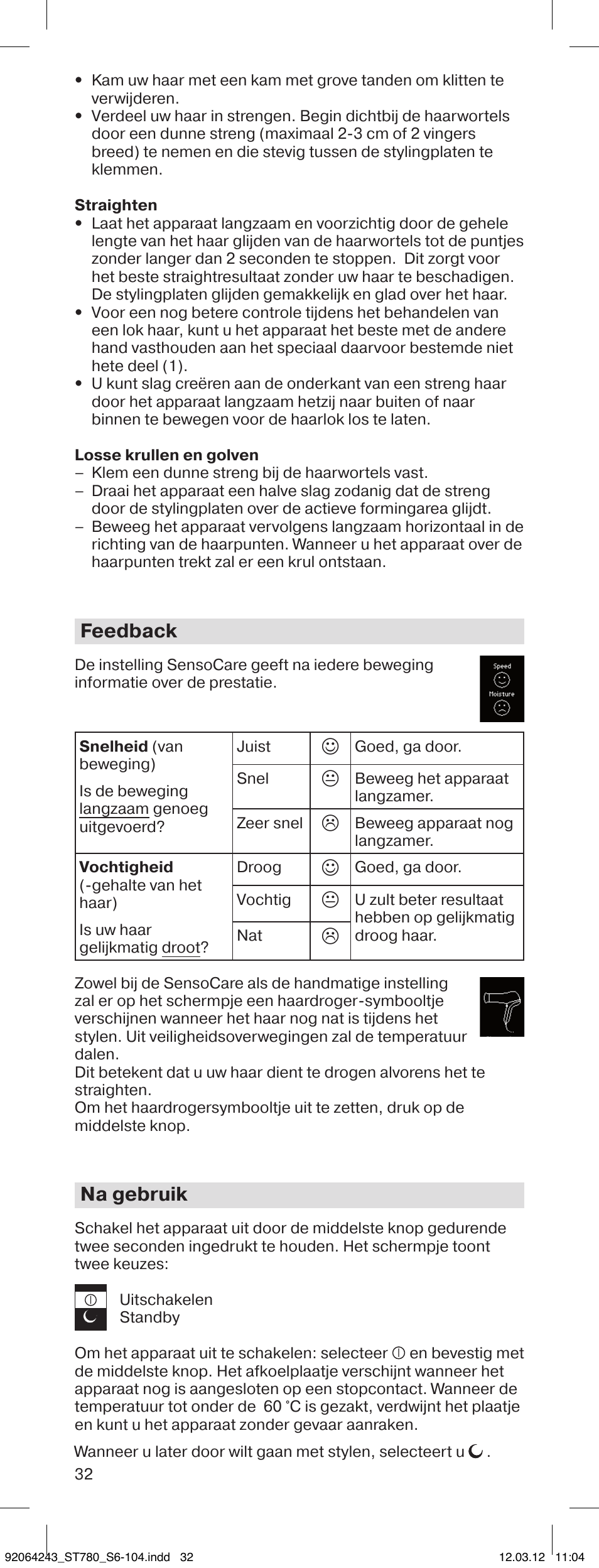 Feedback, Na gebruik | Braun ST780 Satin Hair 7 User Manual | Page 31 / 99