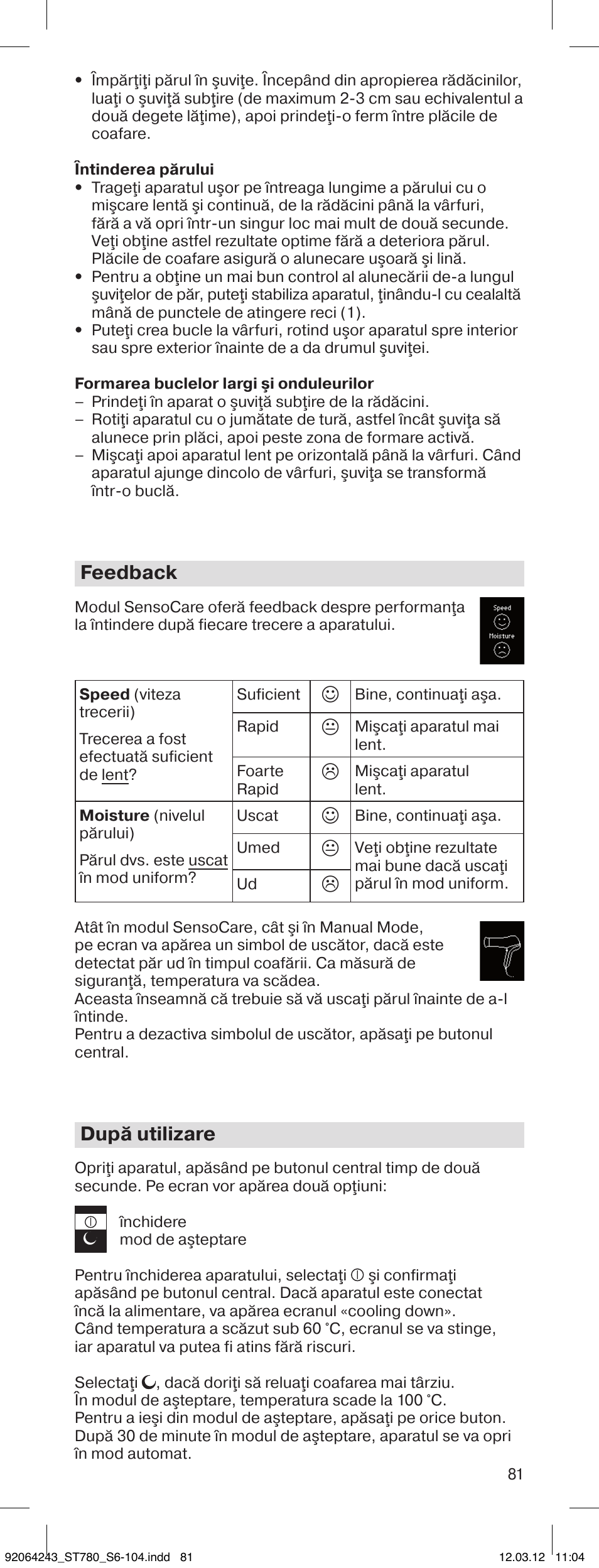 Feedback, După utilizare | Braun ST780 Satin Hair 7 User Manual | Page 80 / 99