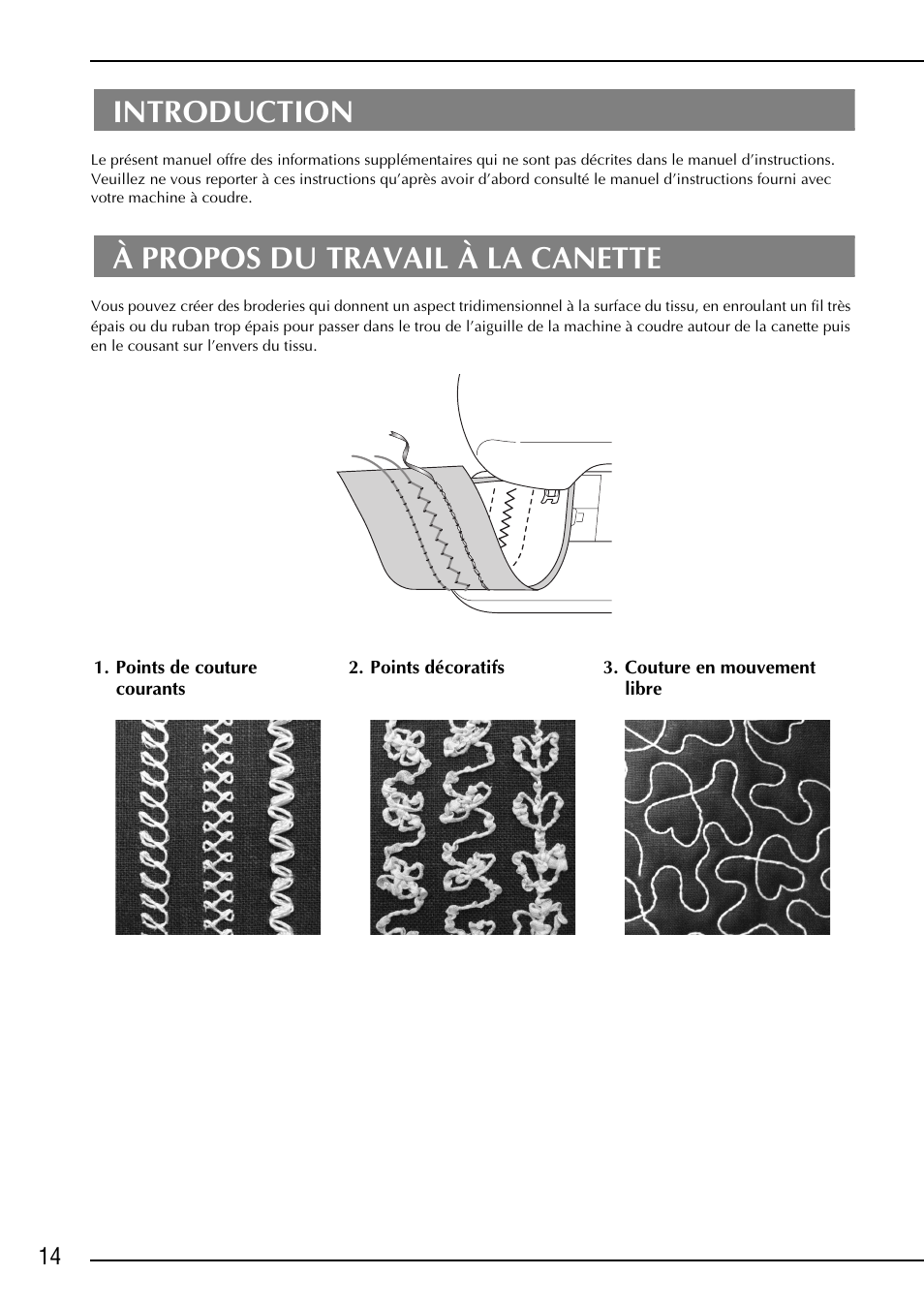 Introduction, À propos du travail à la canette | Brother NX-2000 User Manual | Page 16 / 40