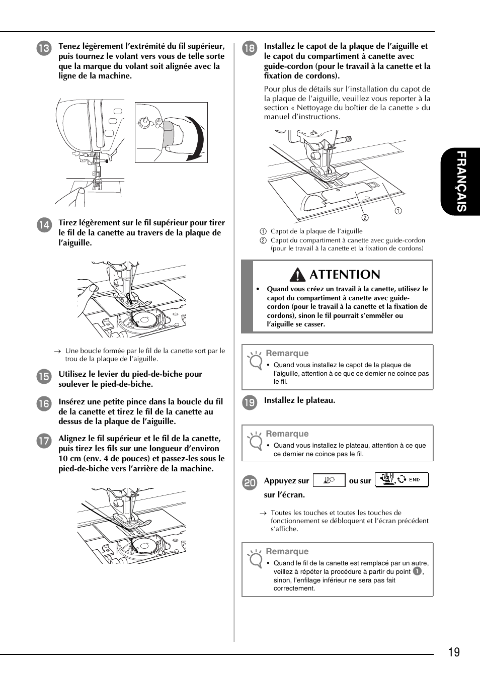 Attention, 19 fr an çais | Brother NX-2000 User Manual | Page 21 / 40