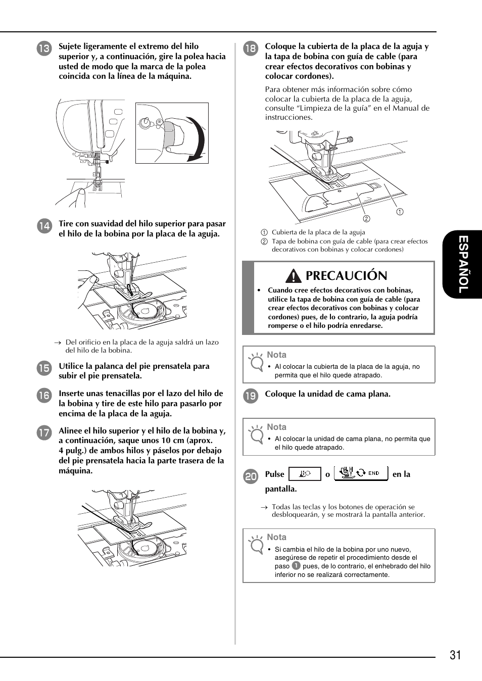 Precaución, 31 esp añ ol | Brother NX-2000 User Manual | Page 33 / 40