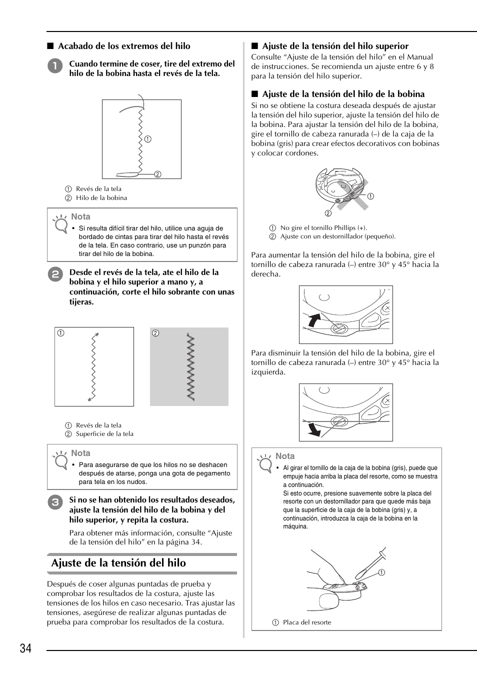 Ajuste de la tensión del hilo | Brother NX-2000 User Manual | Page 36 / 40