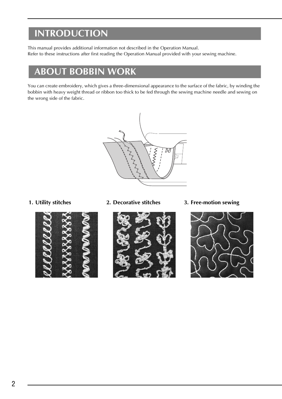 Introduction, About bobbin work | Brother NX-2000 User Manual | Page 4 / 40