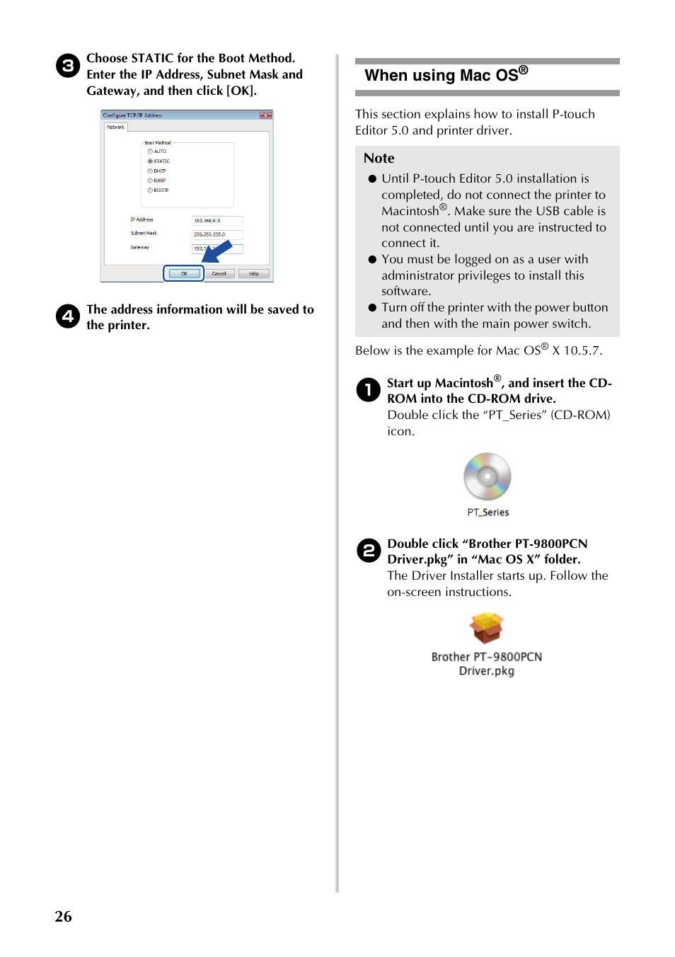When using mac os, P.26) | Brother PT-9700PC User Manual | Page 27 / 118