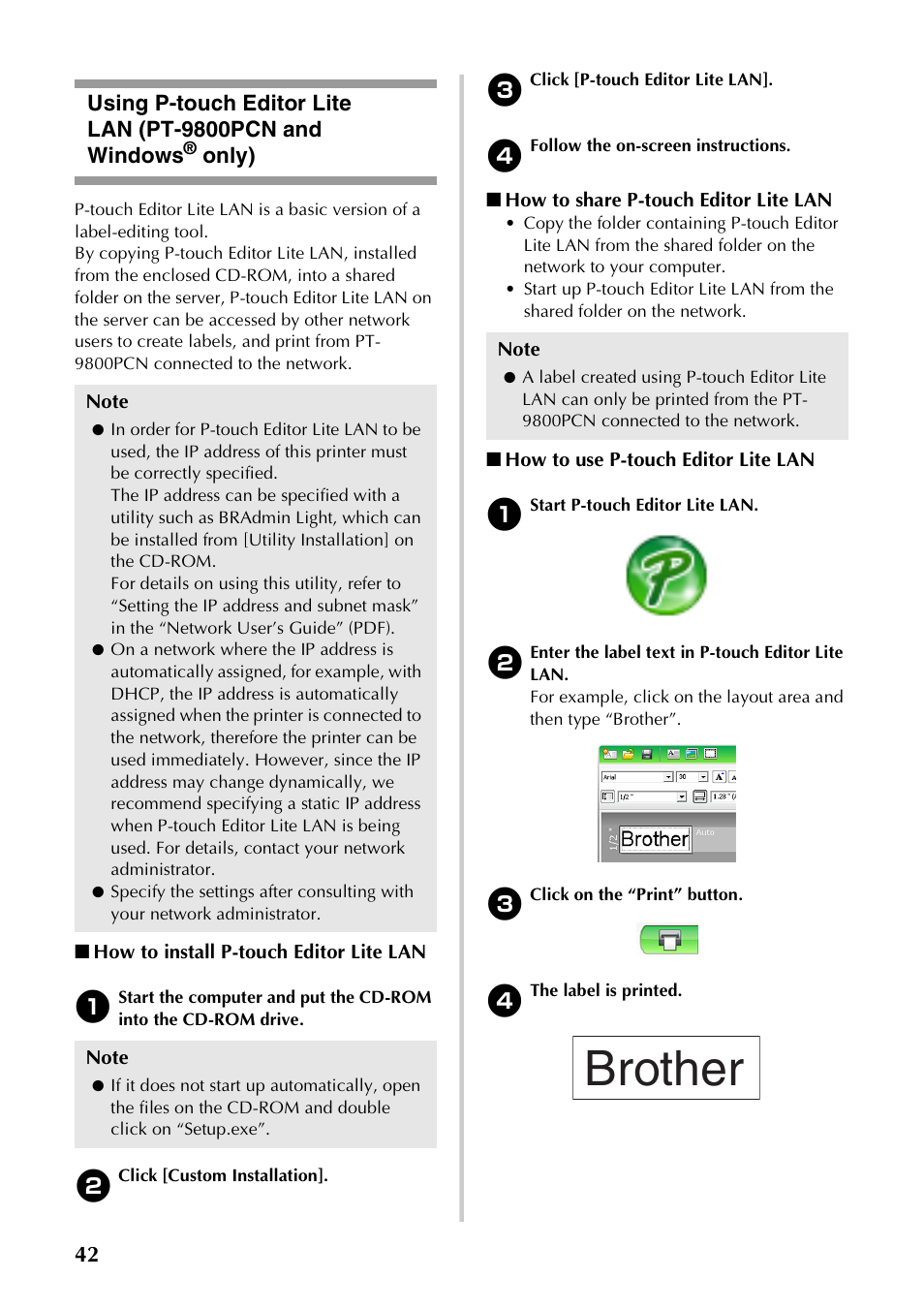 Only), P.42), Brother | Brother PT-9700PC User Manual | Page 43 / 118