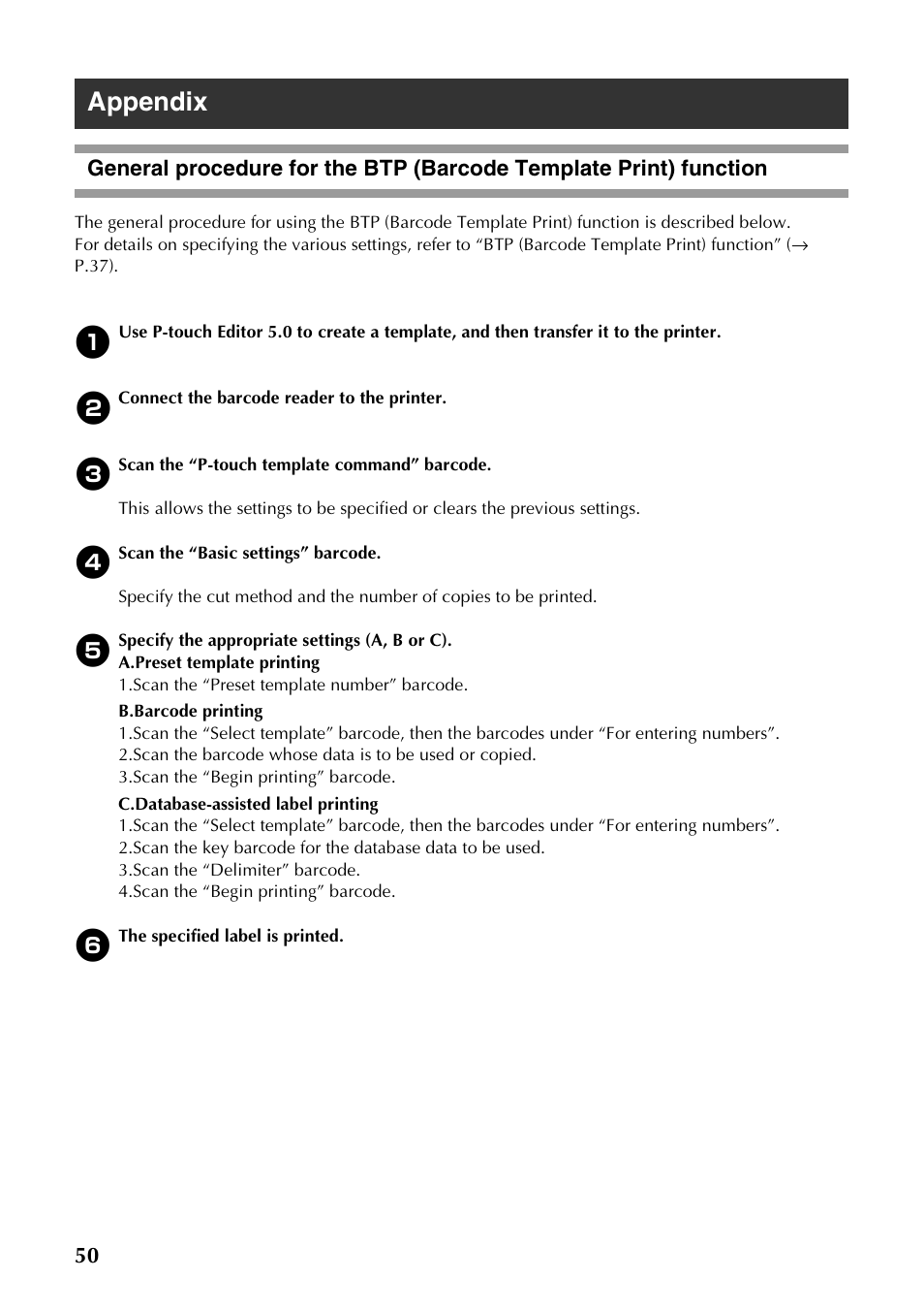 Appendix | Brother PT-9700PC User Manual | Page 51 / 118