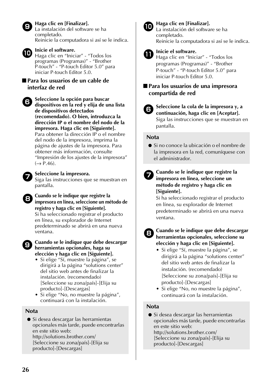 Para los usuarios de un cable de interfaz de red, P.26) | Brother PT-9700PC User Manual | Page 83 / 118