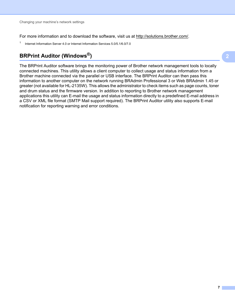 Brprint auditor (windows®), Brprint auditor (windows | Brother HL 2270DW User Manual | Page 11 / 47