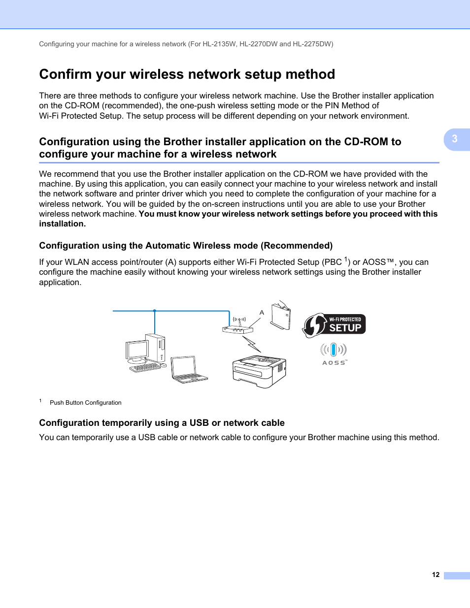 Confirm your wireless network setup method, Wireless network | Brother HL 2270DW User Manual | Page 16 / 47