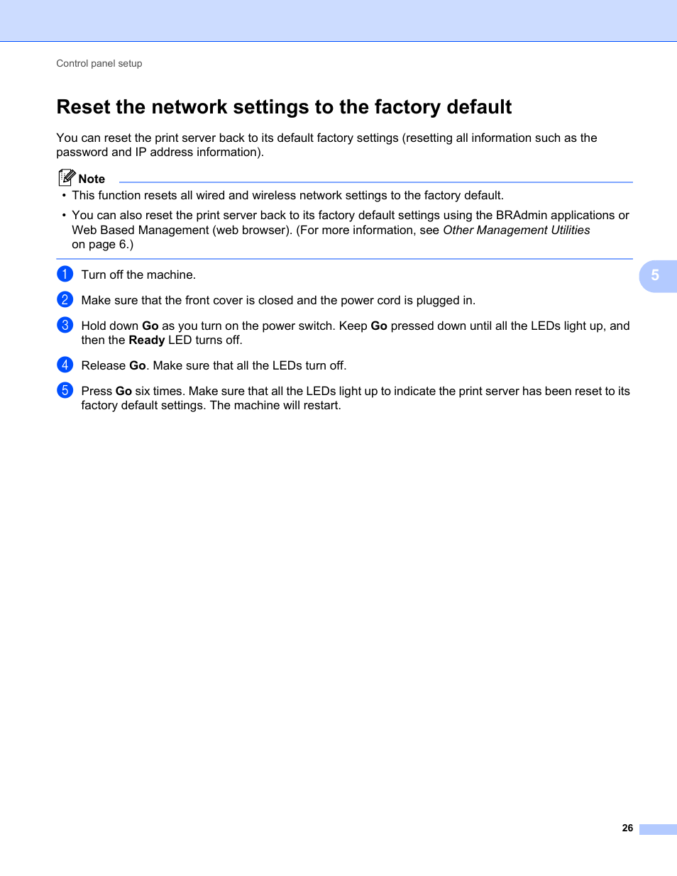 Reset the network settings to the factory default | Brother HL 2270DW User Manual | Page 30 / 47