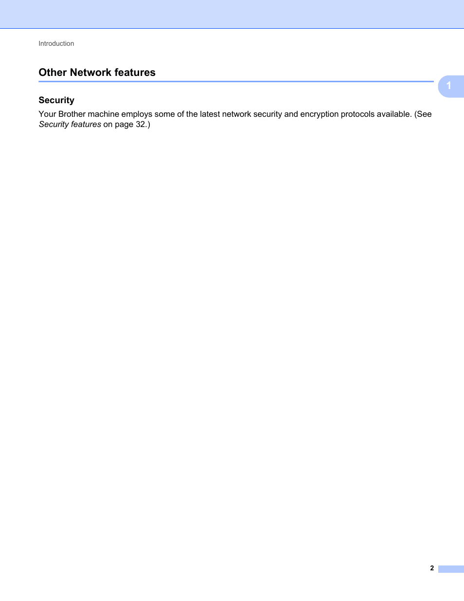 Other network features, Security, 1other network features | Brother HL 2270DW User Manual | Page 6 / 47