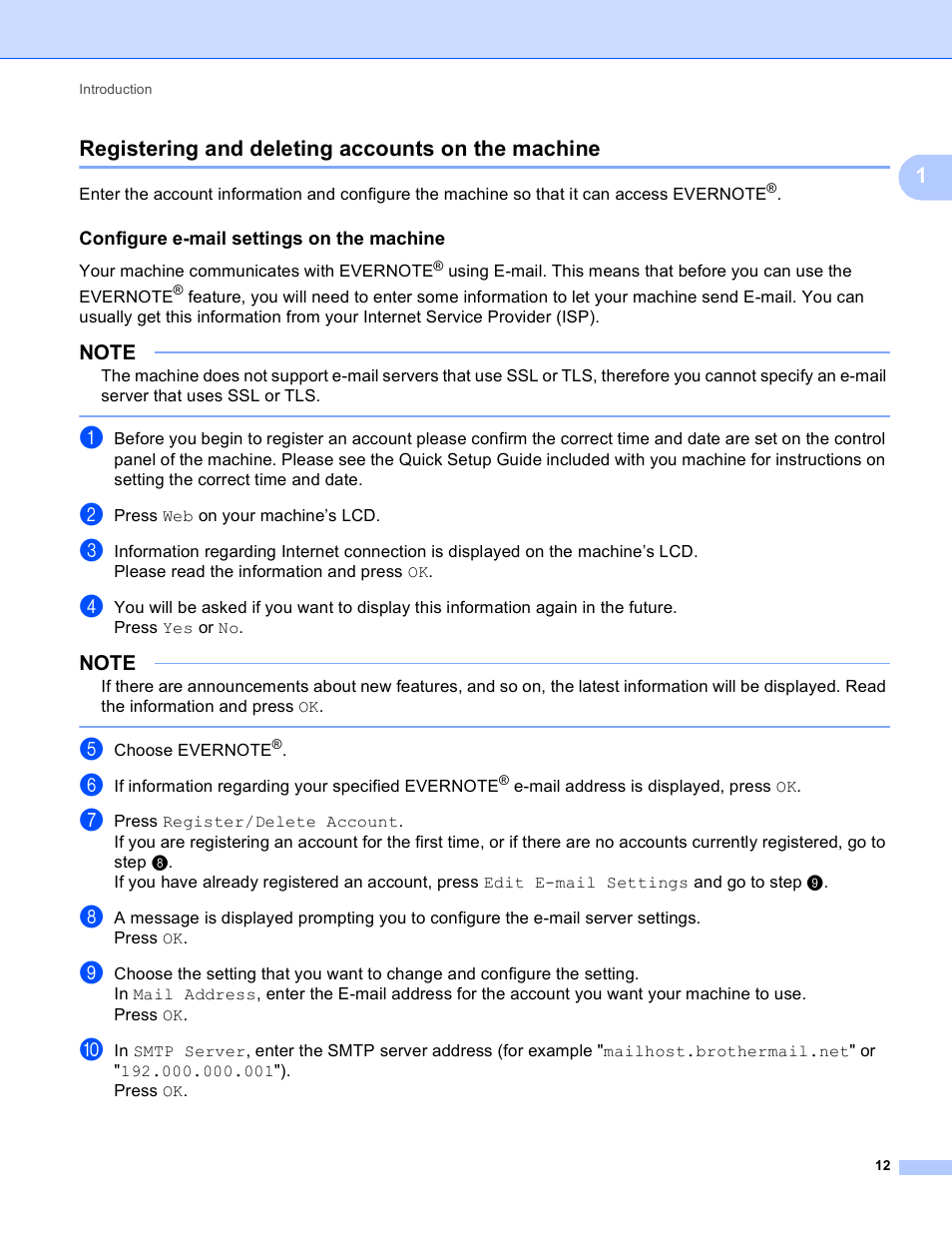 Registering and deleting accounts on the machine, Configure e-mail settings on the machine, 1registering and deleting accounts on the machine | Brother MFC-J835DW User Manual | Page 15 / 33