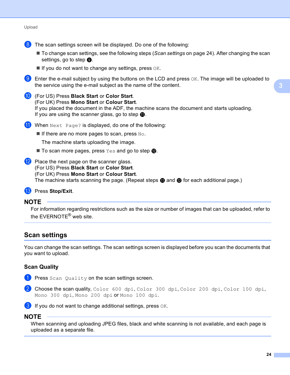 Scan settings, Scan quality | Brother MFC-J835DW User Manual | Page 27 / 33