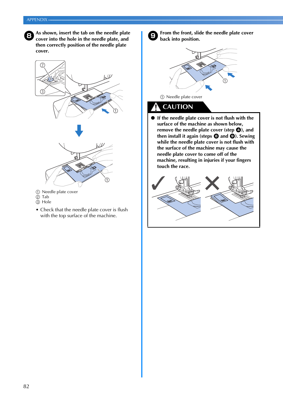 Caution | Brother CE8080 CE8080PRW User Manual | Page 84 / 104