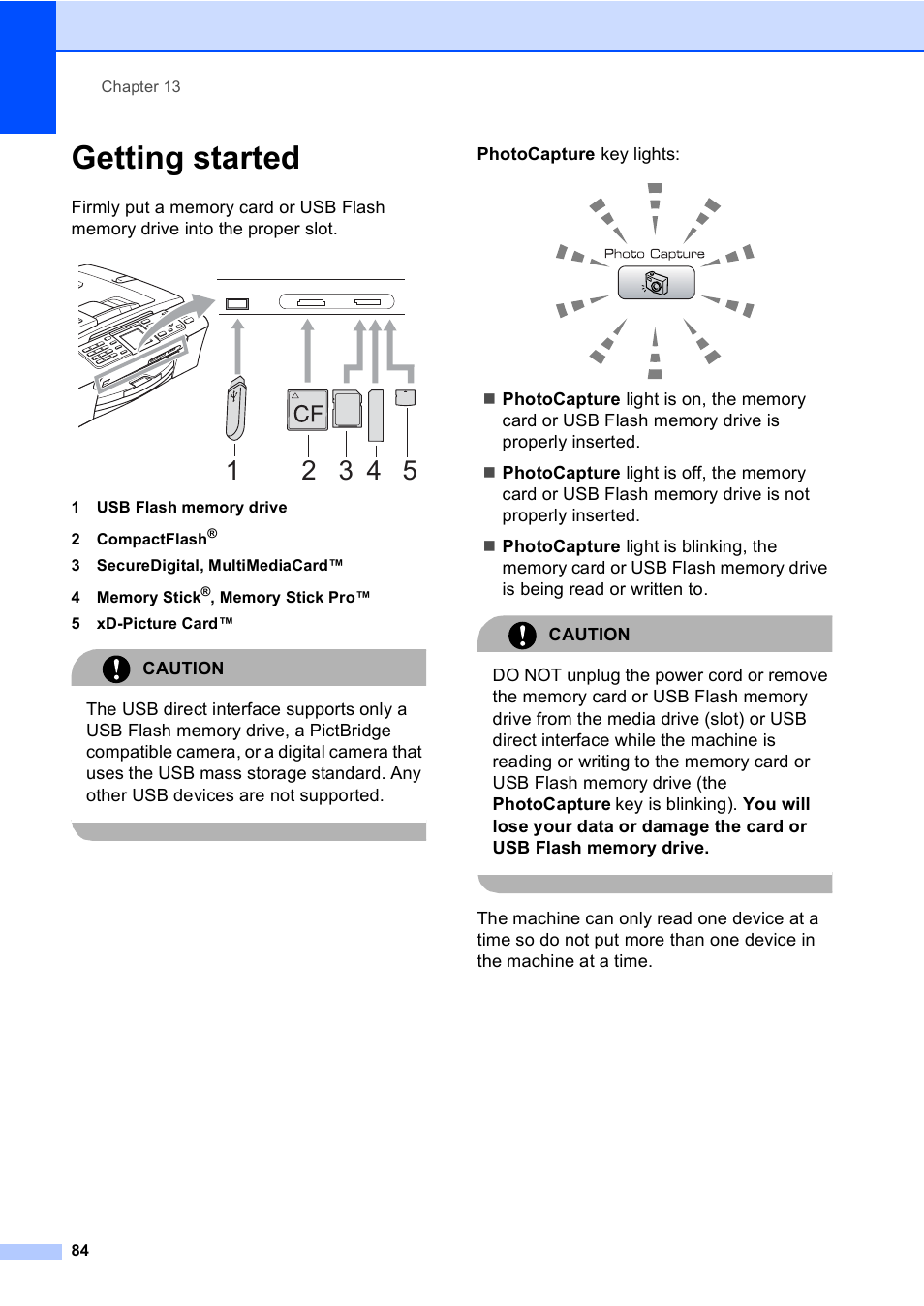 Getting started | Brother MFC-465CN User Manual | Page 100 / 192
