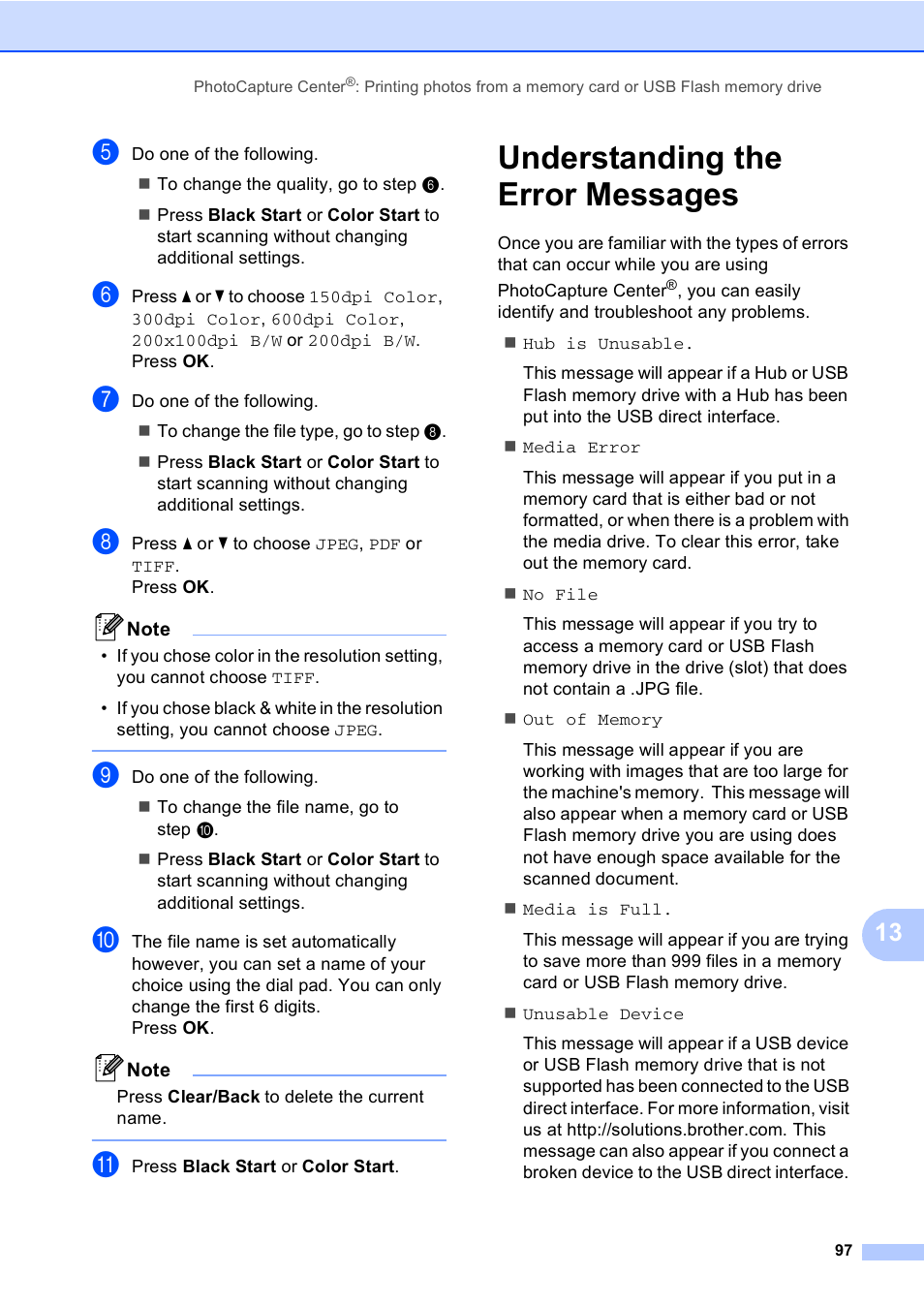 Understanding the error messages | Brother MFC-465CN User Manual | Page 113 / 192