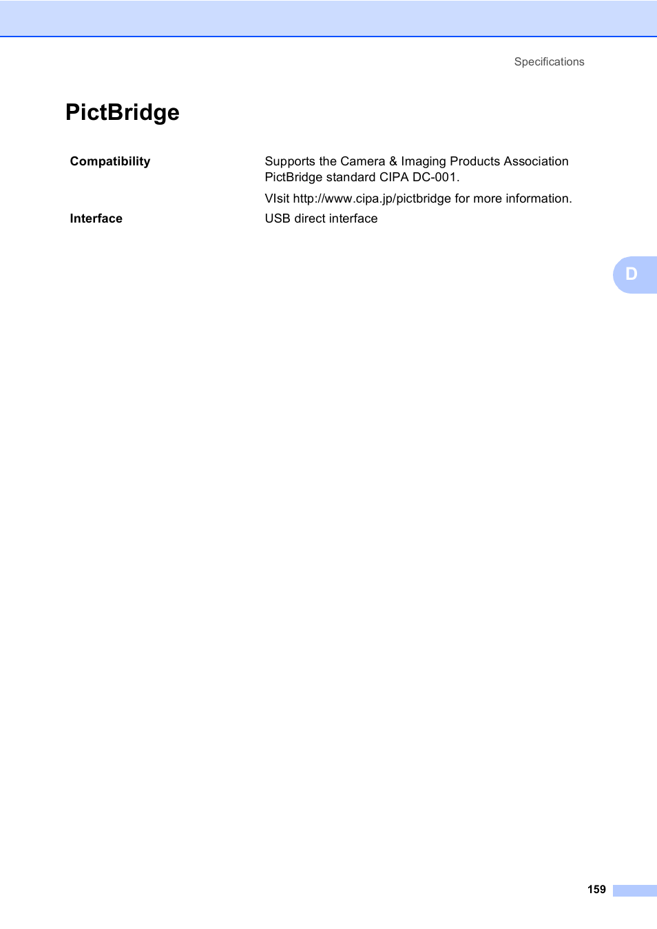 Pictbridge | Brother MFC-465CN User Manual | Page 175 / 192