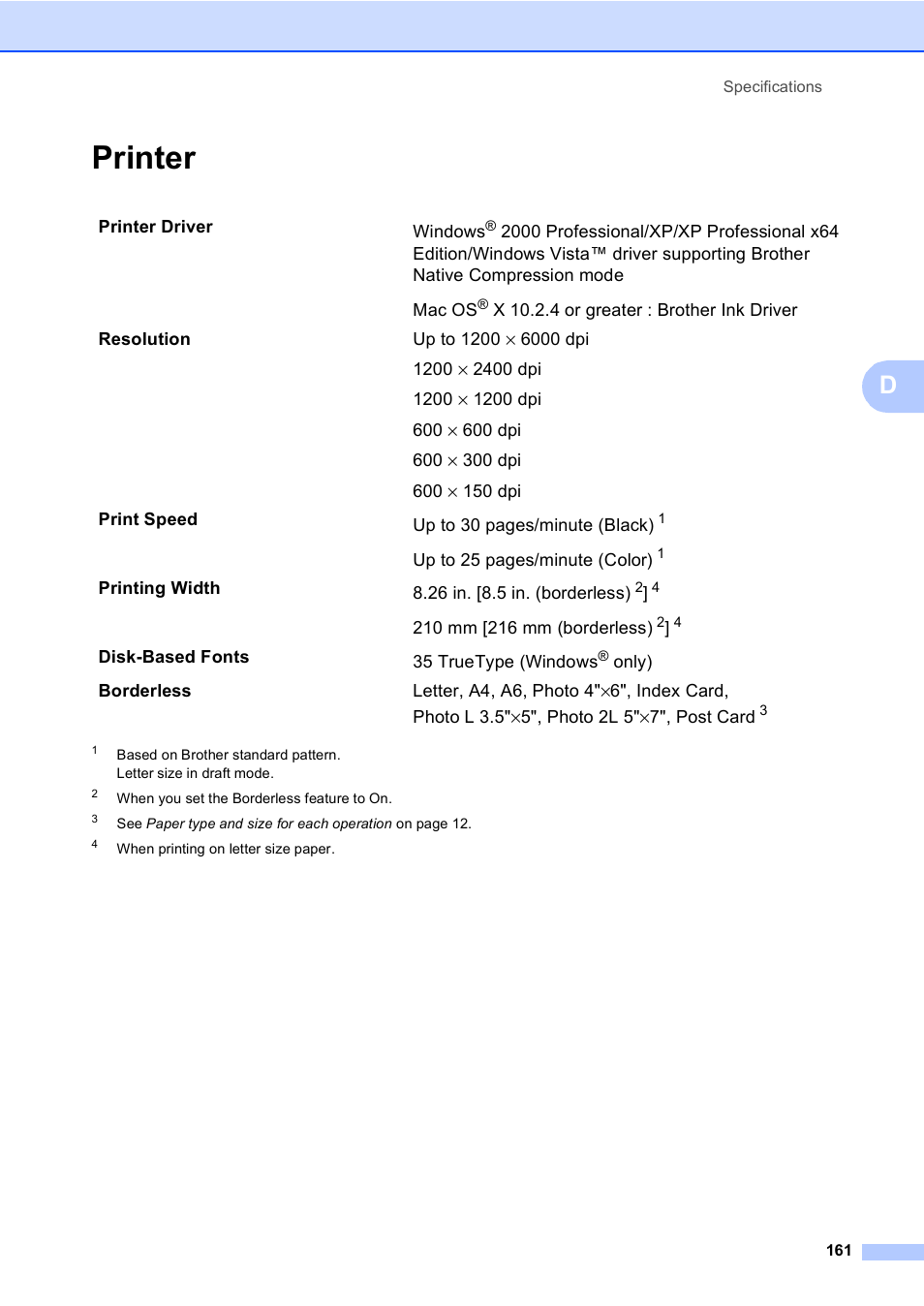 Printer | Brother MFC-465CN User Manual | Page 177 / 192